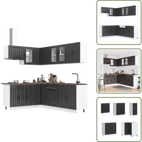 Armadi da cucina in legno - vidaXL Set Mobili da Cucina 11 pz Lucca Neri Legno Multistrato - Armadi da cucina in truciolato