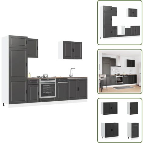 Armadi da cucina in legno - vidaXL Set Mobili da Cucina 7 pz Porto Neri Legno Multistrato - Armadi da cucina multistrato