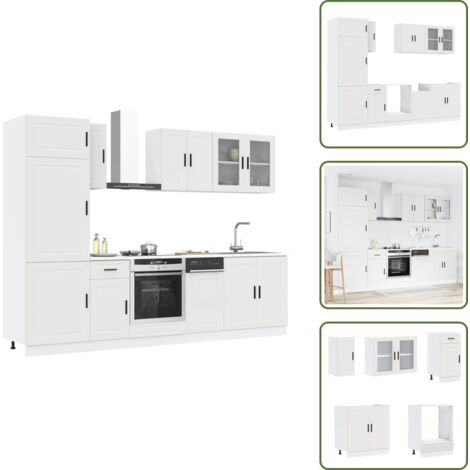 Armadi da cucina in legno - vidaXL Set Mobili da Cucina 8 pz Porto Bianco Legno Multistrato - Armadi da cucina multistrato