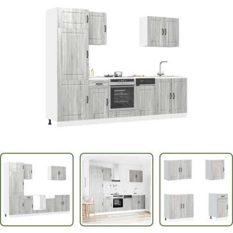 Armadi da cucina -  Set Mobili da Cucina 7 pz Kalmar Grigio Sonoma in Truciolato