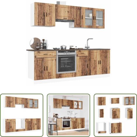 Armadi da cucina -  Set Mobili da Cucina 8 pz Kalmar Legno Vecchio in Truciolato