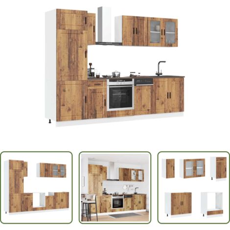Armadi da cucina -  Set Mobili da Cucina 8 pz Kalmar Legno Vecchio in Truciolato