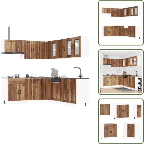 Armadi da cucina - vidaXL Set Mobili da Cucina 11 pz Lucca Legno Antico in Truciolato - Armadi da cucina in truciolato
