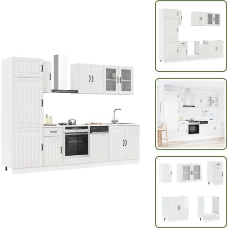 Armadi da cucina - vidaXL Set Mobili da Cucina 8 pz Lucca Bianchi Lucido in Truciolato - Armadi in truciolato