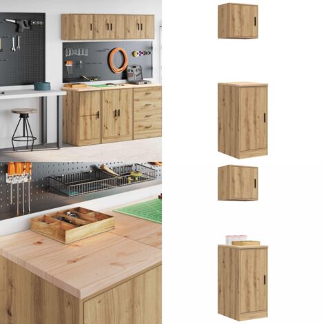 Armadi da Garage 2 pz Rovere Artigianale in Legno Multistrato - Armadi per officina - Armadi per ripostiglio
