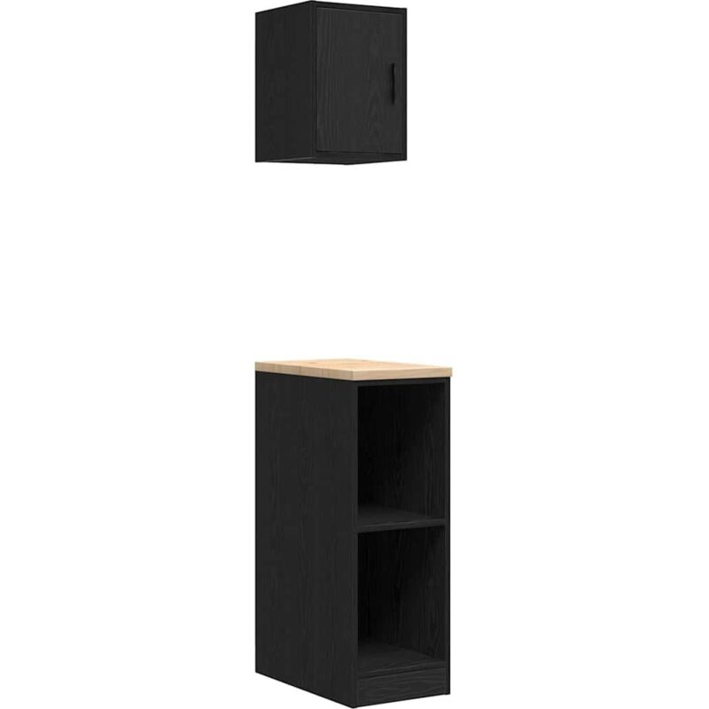 Armadi Da Garage 2 Pz Neri In Legno Multistrato Vidaxl