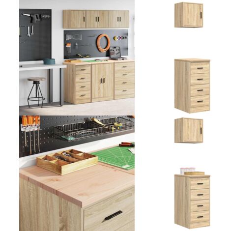 Armadi da Garage 2 pz Rovere Sonoma in Legno Multistrato - Armadi per garage - Armadi per officina