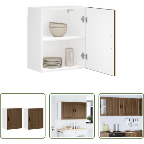 Armadi da parete -  Pensili da Cucina 2 pz Porto Rovere Marrone Legno Multistrato