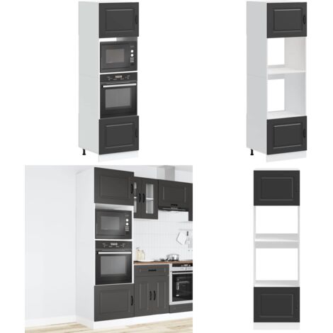 Armadi Forno 2 pz Kalmar Neri in Legno Multistrato - Armadi da cucina - Armadi in legno