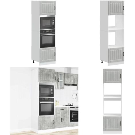 Armadi Forno 2 pz Lucca Grigio Cemento in Legno Multistrato - Armadi da cucina - Armadi in legno