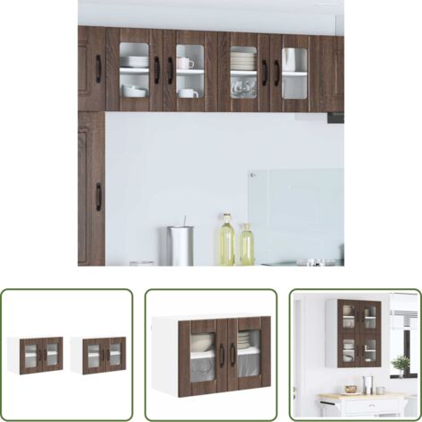 Armadi in legno -  Armadi a pareti per cucina 2 pcs Rovere Marrone 60 x 31 x 40 cm