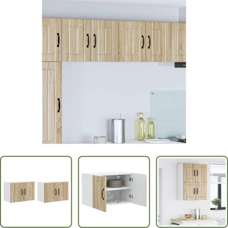 Armadi in legno -  Armadi a pareti per cucina 2 pcs Rovere Sonoma 60 x 31 x 40 cm