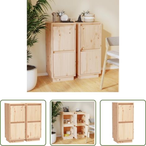 Armadi in legno -  Credenze 2 pz 31,5x34x75 cm in Legno Massello di Pino