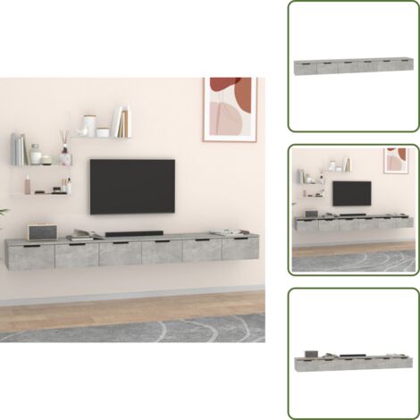 Armadi in legno multistrato - vidaXL Mobili a Muro 2 pz Grigio Cemento 102x30x20cm Legno Multistrato - Armadi grigio cemento
