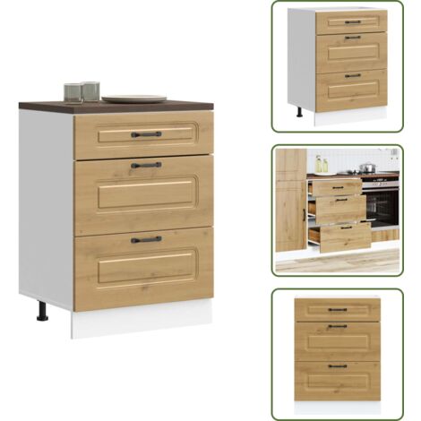 Armadi in legno - vidaXL Base da Cucina Kalmar Rovere Artigianale in Legno Multistrato - Armadi multistrato