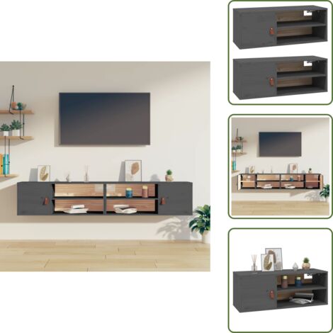 Armadi in legno - vidaXL Pensili 2 pz Grigi 80x30x30 cm in Legno Massello di Pino - Armadi decorativi