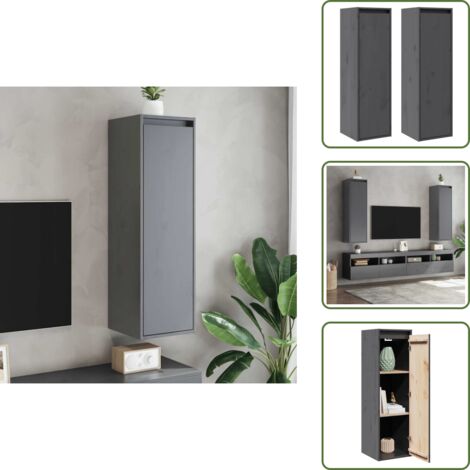 Armadi in legno - vidaXL Pensili Grigi 2 pz 30x30x100 cm in Legno Massello di Pino - Armadi per libri