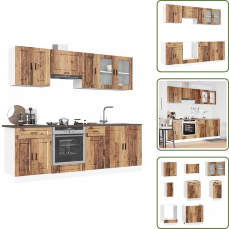 Armadi in legno - vidaXL Set Mobili da Cucina 8 pz Kalmar Legno Vecchio in Truciolato - Armadi in truciolato