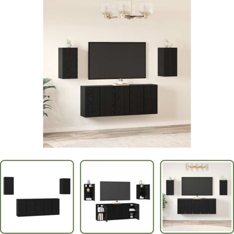 Armadi montati a muro -  Set mobile TV 7 pcs Rovere Nero 30,5 x 30 x 60 cm