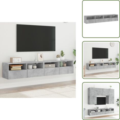 Armadi multistrato - vidaXL Mobili TV Muro 2pz Grigio Cemento 80x30x30 cm Legno Multistrato - Armadi in legno