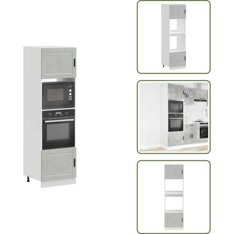 Armadi per cucina - vidaXL Armadi Forno 2 pz Porto Grigio Cemento in Legno Multistrato - Armadi per forno e microonde