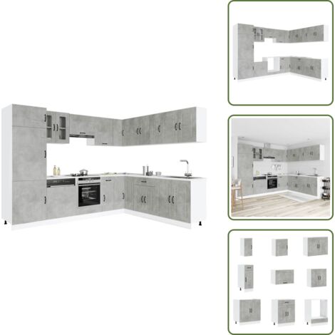 Armadi per forno - vidaXL Set Mobili da Cucina 14 pz Kalmar Grigio Cemento in Truciolato - Mobili da cucina in truciolato
