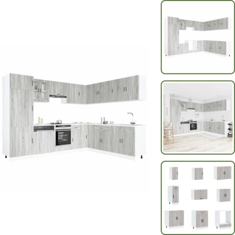 Armadi per forno - vidaXL Set Mobili da Cucina 14 pz Porto Grigio Sonoma in Truciolato - Mobili da cucina in truciolato