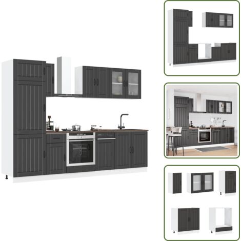 Armadi per forno - vidaXL Set Mobili da Cucina 8 pz Kalmar Neri Legno Multistrato - Mobili da cucina in legno
