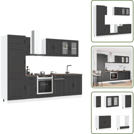 Armadi per forno - vidaXL Set Mobili da Cucina 8 pz Kalmar Neri Legno Multistrato - Mobili da cucina in legno