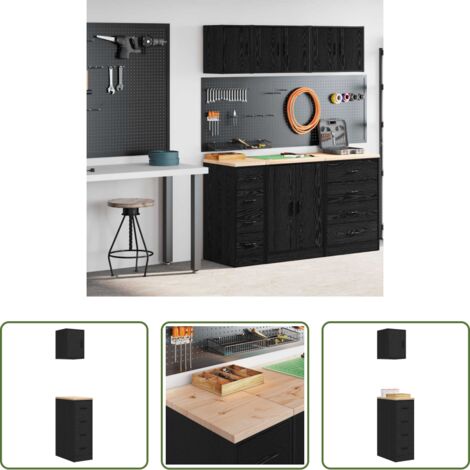 Armadi per officina -  Armadi da Garage 2 pz Neri in Legno Multistrato