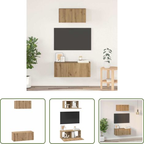 Armadi per TV -  Set mobile TV 2 pcs Rovere artigianale Legno multistrato