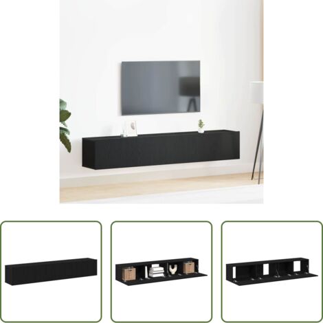 Armadi per TV -  Set mobile TV 2 pcs Rovere Nero Legno multistrato