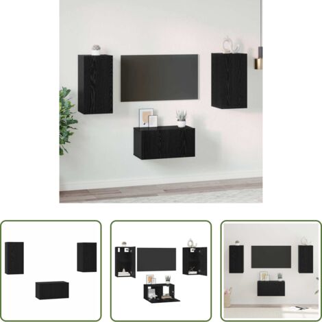 Armadi per TV -  Set mobile TV 3 pcs Rovere Nero Legno multistrato