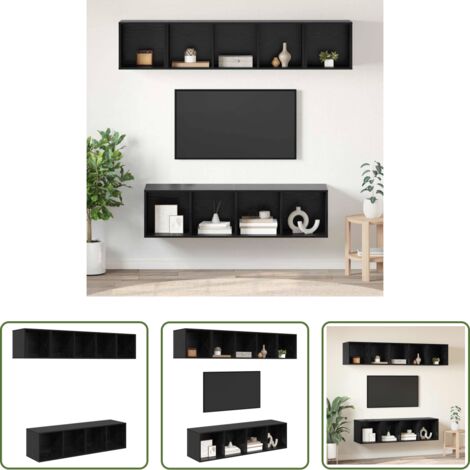 Armadi per tv -  Set mobile TV 4 pcs Rovere Nero Legno multistrato