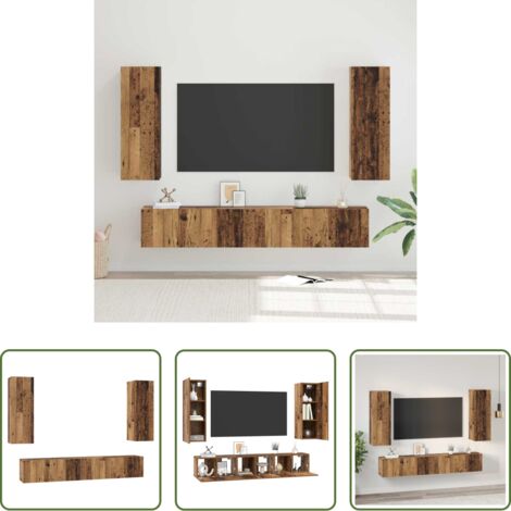 Armadi per TV -  Set mobile TV 5 pcs Legno vecchio Legno multistrato