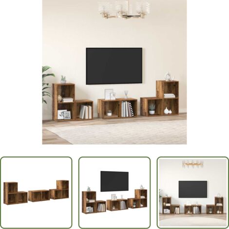 Armadi per TV -  Set mobile TV 6 pcs Legno vecchio Legno multistrato