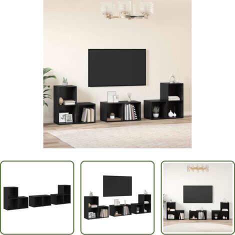 Armadi per TV -  Set mobile TV 6 pcs Rovere Nero Legno multistrato