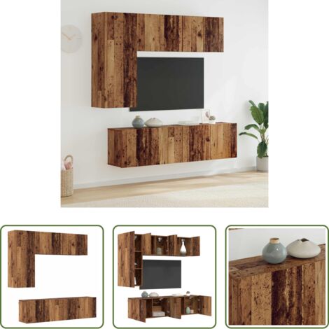 Armadi per TV -  Unità TV da Parete 5 pcs Legno vecchio Legno multistrato