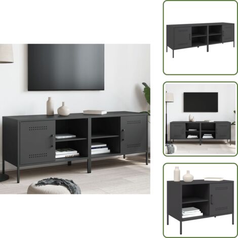 Armadi per TV - vidaXL Mobili TV 2pz Neri 68x39x50,5 cm in Acciaio - Armadi moderni