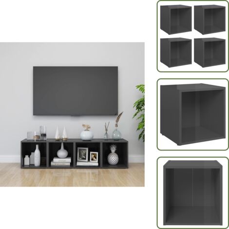 Armadi porta tv - vidaXL Mobili Porta TV 4pz Grigio Lucido 37x35x37 cm Legno Multistrato - Armadi in legno