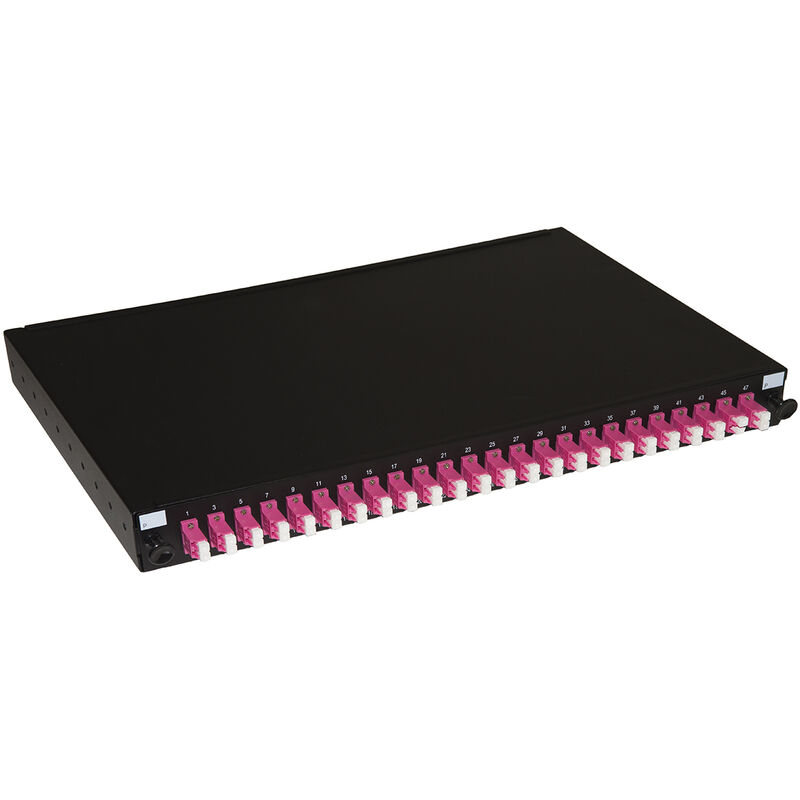 Image of Armadi rack Link pannello fibra ottica 19 con 24 adattatori lc duplex OM4 profondita' 250 mm con pigtail installati colore nero