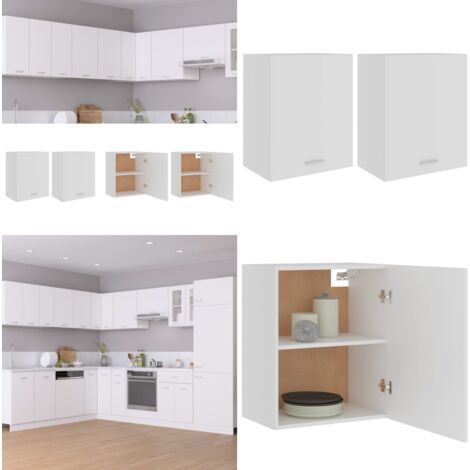 Armadi Sospesi “Lyon” 2 pz Bianchi 50x31x60 cm - Armadi da cucina - Armadi in legno