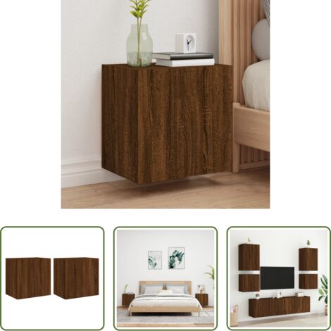 Armadi tv a parete -  Mobili TV Muro 2pz Rovere Marrone 40,5x30x40 Legno Multistrato