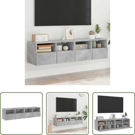 Armadi tv -  Mobili TV Muro 2pz Grigio Cemento 60x30x30 cm Legno Multistrato
