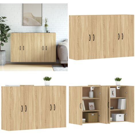 Armadietti a Parete 2 pz Rovere Sonoma in Legno Multistrato - Armadietto in legno - Armadietto in legno multistrato
