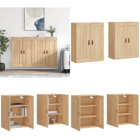 Armadietti a Parete 2 pz Rovere Sonoma in Legno Multistrato - Armadio a parete - Armadietto in legno