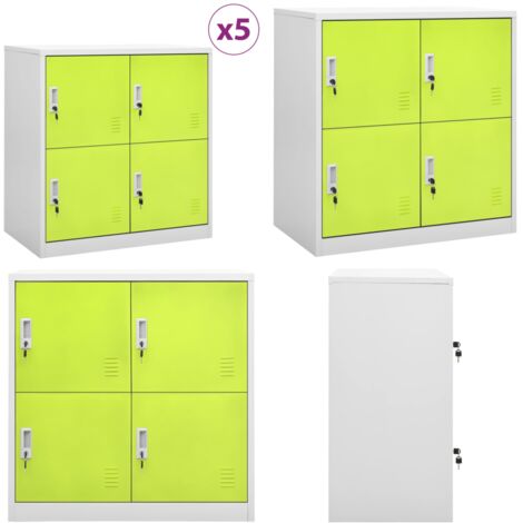 Armadietti Chiavi 5pz Grigio Chiaro Verde 90x45x92,5cm Acciaio - Armadietto - Armadietti con serratura