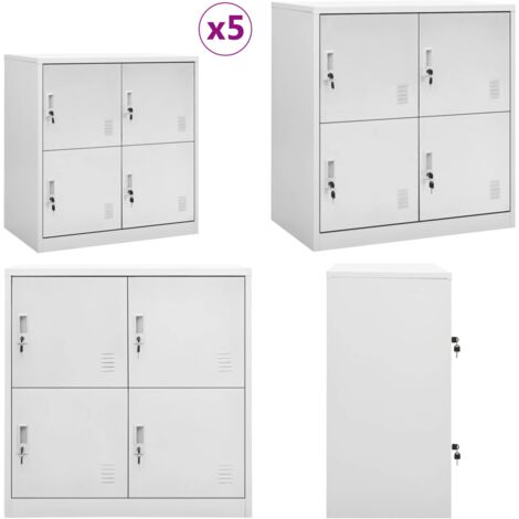 Armadietti con Chiave 5 pz Grigio Chiaro 90x45x92,5 cm Acciaio - Armadietti in acciaio - Armadietti per ufficio