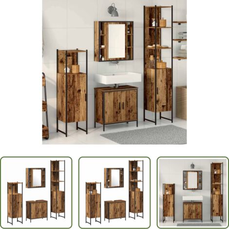Armadietti da bagno -  Set di mobili per il bagno 4 pcs Marrone 33 x 33 x 185.5 cm