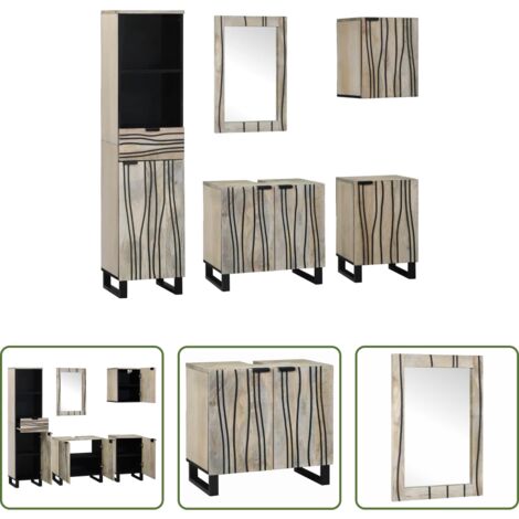 Armadietti da bagno -  Set di mobili per il bagno 5 pcs Marrone Noce Legno multistrato